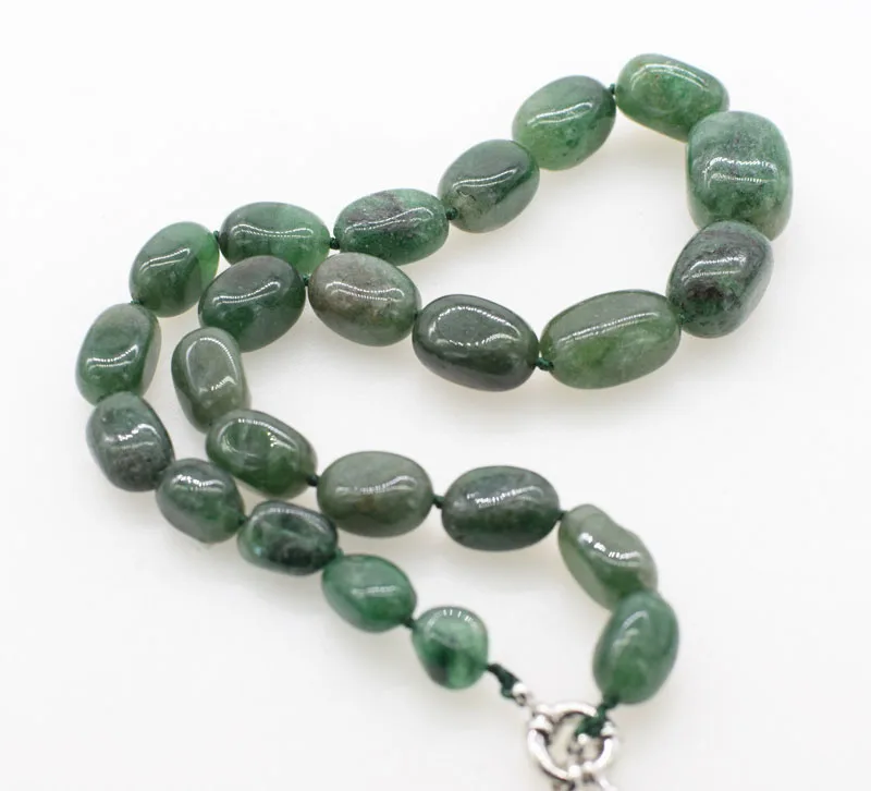 

wholesale GREEN JADE BAROQUE 8-25MM necklace 19inch FPPJ nature beads gemstone womamn gift