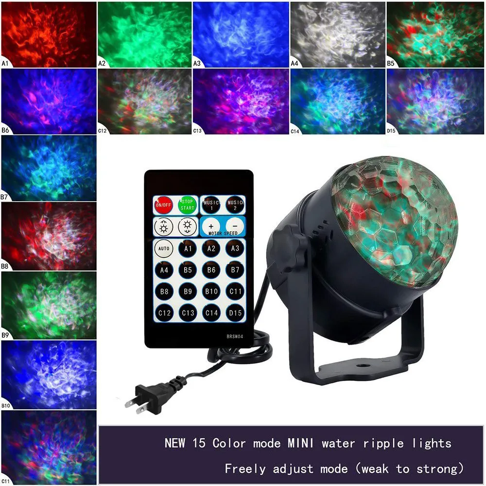 AC100-240V Water Wave Mini LED Crystal Little Magic Ball Stage Light 15 Colors for DJ Show Church Wedding Stage Lighting