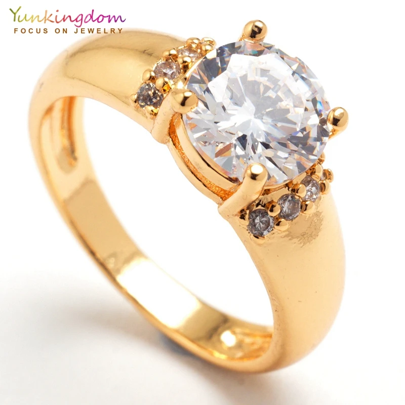 Yunkingdom модные свадебные кольца для женщин Белый Кристалл Циркон ювелирные