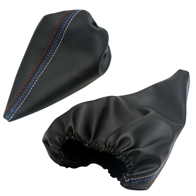 2 Pcs/Set New Car Shift Knob Stick Handbrake Leather Gaiter Boot Cover Case Gear Collar For Bmw 3 Series E36 E46 M3 |