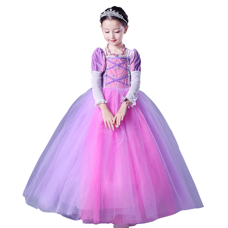 purple 1 only dress Платье для девочек; платье принцессы Золушки; карнавальные костюмы; вечерние платья; бальное платье; рождественское платье; одежда для детей на Хэллоуин - Цвет: purple 1 only dress