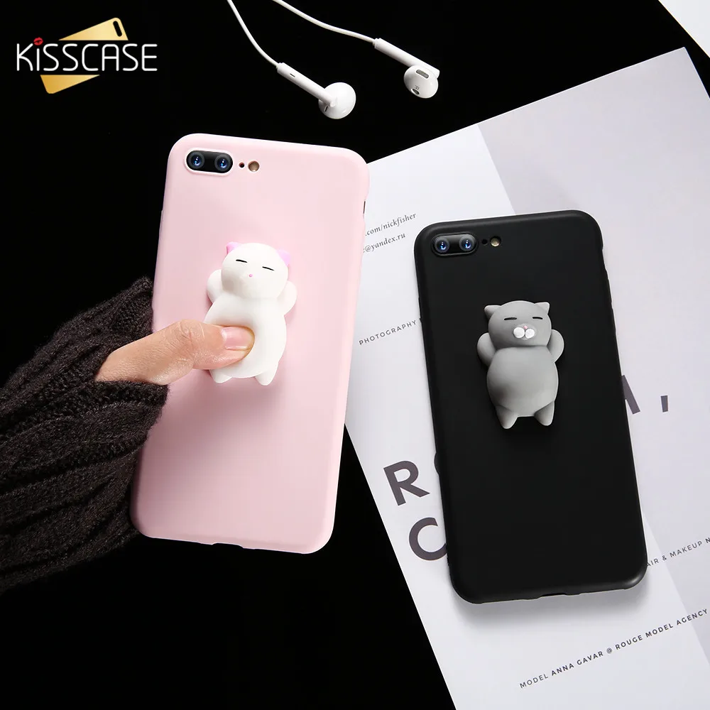 Kisscase 3D мультфильм мягкий чехол для iPhone 5S 5 SE прекрасной Squishy телефона 7 6 6S plus Ultra Slim