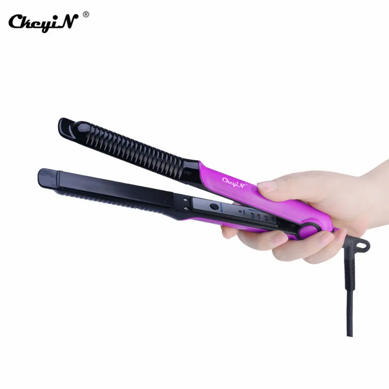 CkeyiN 2 в 1 выпрямитель для волос, утюжок для выпрямления волос Алюминий пластина PTCHair бигуди Температура Регулируемый завивка, укладка инструменты