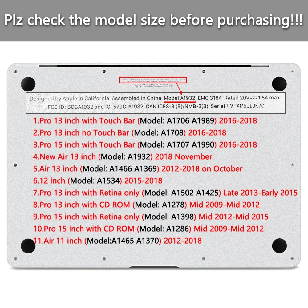 Жесткий чехол для Apple MacBook Air Pro retina 13 15 2018 2017 2016 с/без сенсорной панели A1706 A1707 A1990