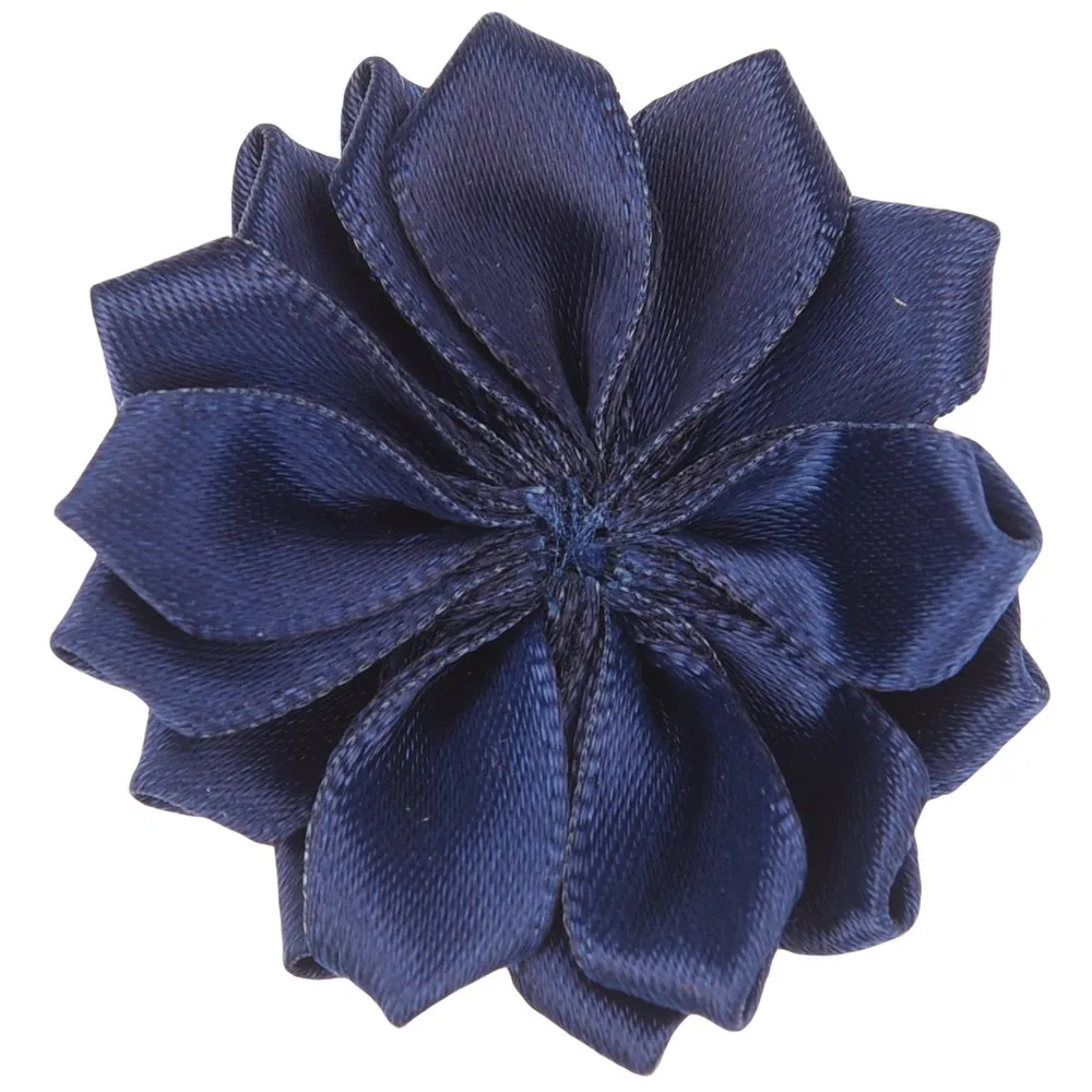 Navy Blue 20 шт., 4 см., атласные цветы для волос, сделай сам, модный аксессуар, букет, аксессуары для волос, розетка, острый, без банта, без заколки для волос - Цвет: Navy Blue