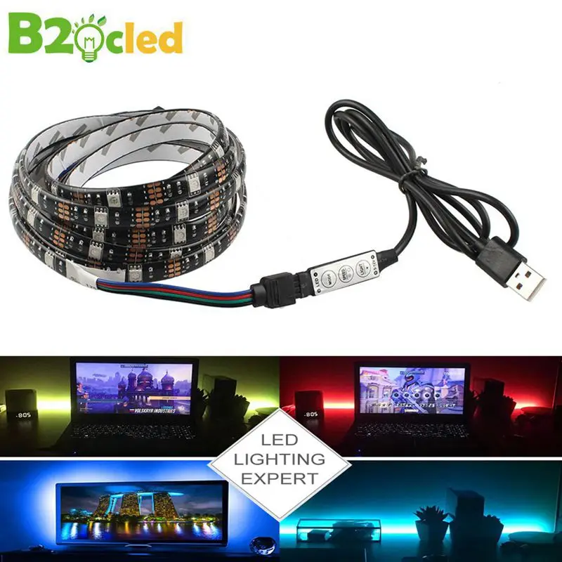USB Светодиодная лента 5 в 5050 RGB теплый белый водонепроницаемый 1 м 2 с 3 клавишами