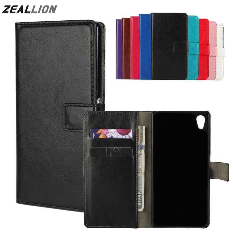 ZEALLION для Sony Xperia Z1 Z2 Z3 Z4 Z5 mini Compact M2 M4 Чехол-бумажник с откидной крышкой Crazy-Horse