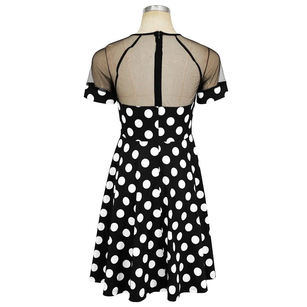 InModai 2018 летнее платье женские Винтаж горошек сетки Лоскутная Перспектива платья