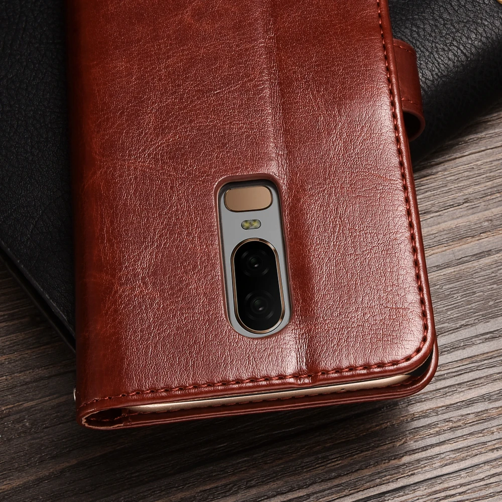 TOMKAS Case For OnePlus 6 PU Leather Wallet Card Retro Commerce Phone Cases Slot Cover Coque |