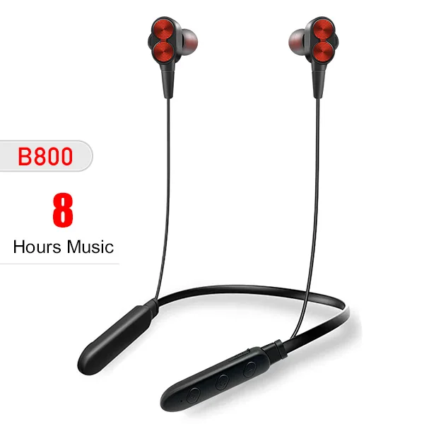 B800-Red-8h FBYEG B800 bluetooth-гарнитура, беспроводные наушники, спортивные наушники с защитой от пота, стерео Бас-вкладыши с микрофоном для сна ASMR - Цвет: B800-Red-8h