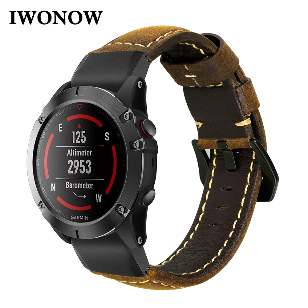 Quick Fit для часов из натуральной кожи шириной 22 мм 26 мм для Garmin Fenix 3/3HR/5/5 Plus/5X/5X плюс ремешок для наручных часов Сталь туфли с ремешком и пряжкой браслет