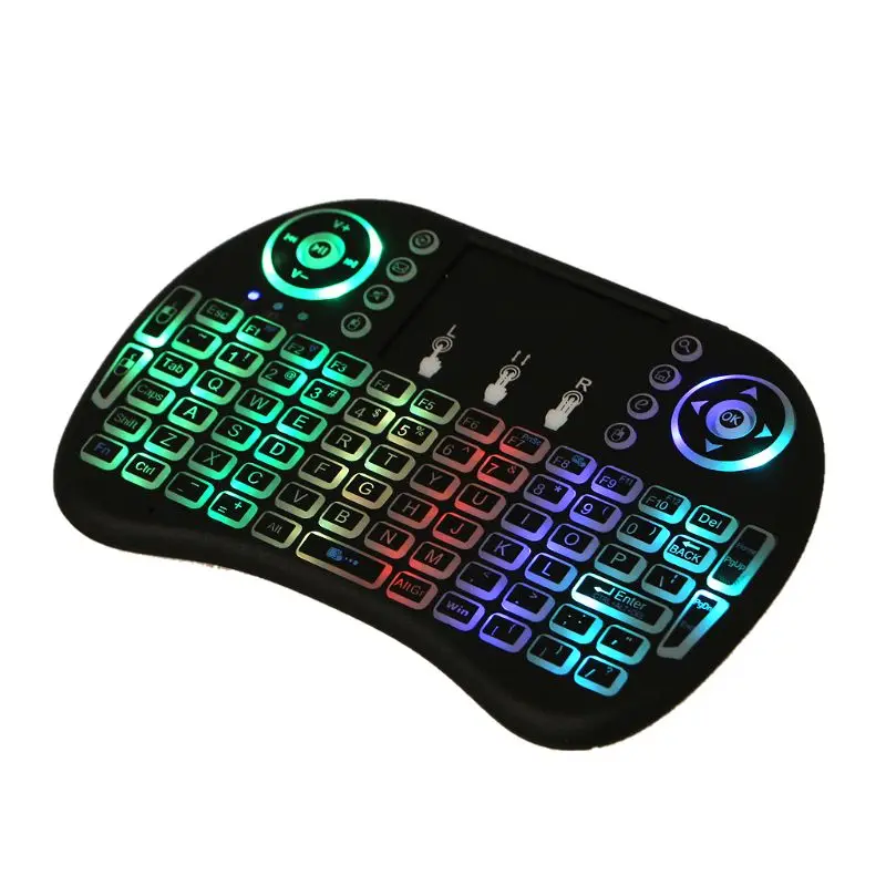 RGB перезаряжаемый светодиодный экран 2,4 ГГц беспроводной i8 Клавиатура Тачпад Fly Air mouse