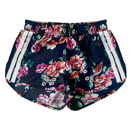 dark blue printed BLESSKISS/женские летние спортивные шорты с цветочным принтом для йоги, бега, фитнеса, похудения, бодибилдинга, тренировок, спортзала - Цвет: dark blue printed