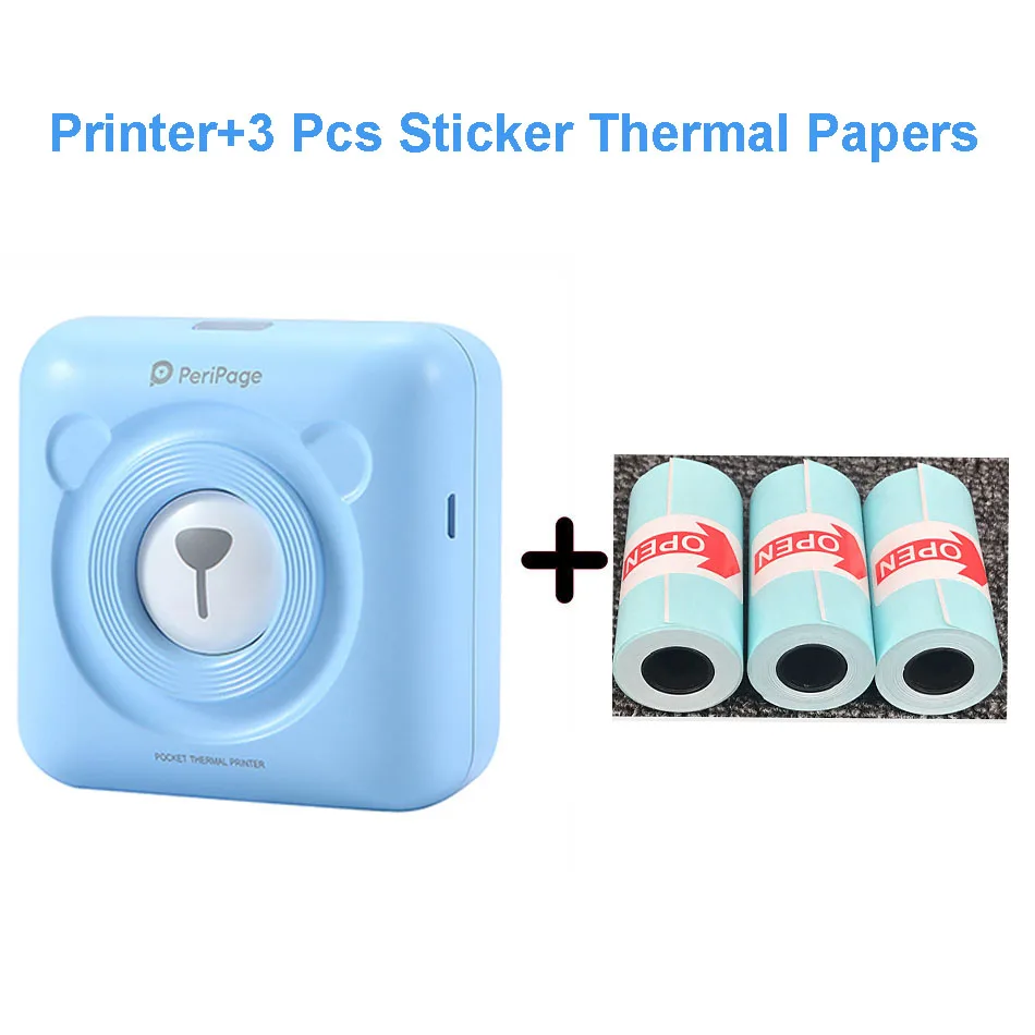A6 3 Rolls Paper PeriPage Мини Портативный Bluetooth фотопринтер Карманный Термопринтер для мобильного телефона Android iOS Windows - Цвет: A6 3 Rolls Paper