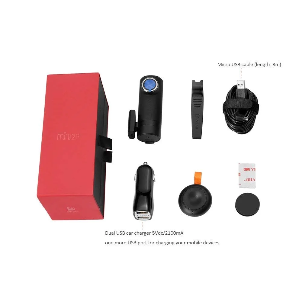 DDPai Mini2P Автомобильный видеорегистратор Wi-Fi Dash Cam 1440P 2K Автомобильная камера с искаженным объективом WDR wifi DVRs ночное видение черный ящик