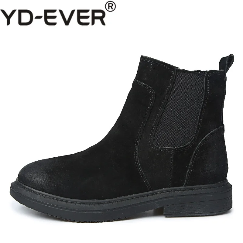 YD-EVER сезон осень-зима винтажные женские ботильоны с круглым носком из