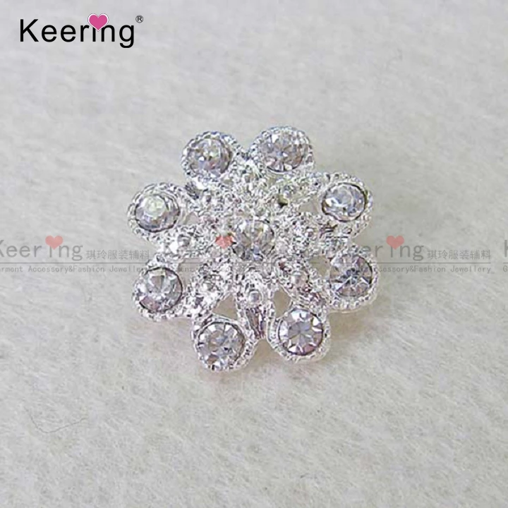 

Fashion Silver Clear Rhinestone Button For Clothing WBK-369