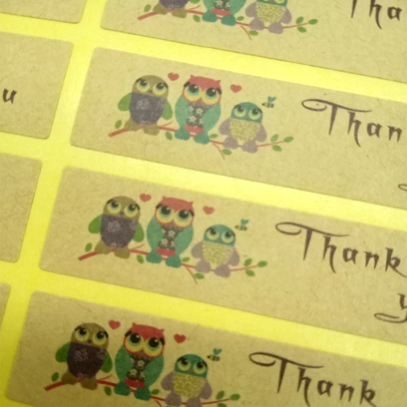 180 шт./лот крафт лента сова благодарная вам наклейка Уплотнительная Упаковочная
