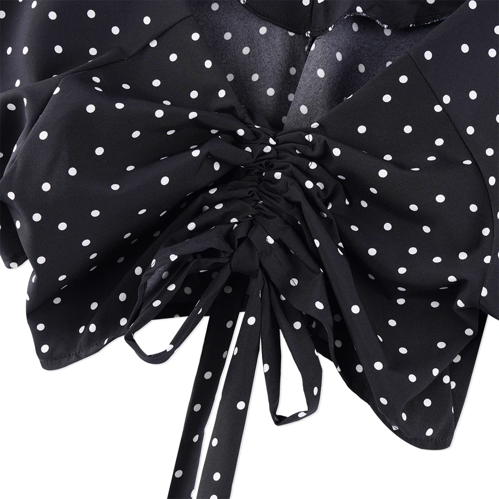 Футболка женская шифоновая в горошек с бантом на лето | Женская одежда