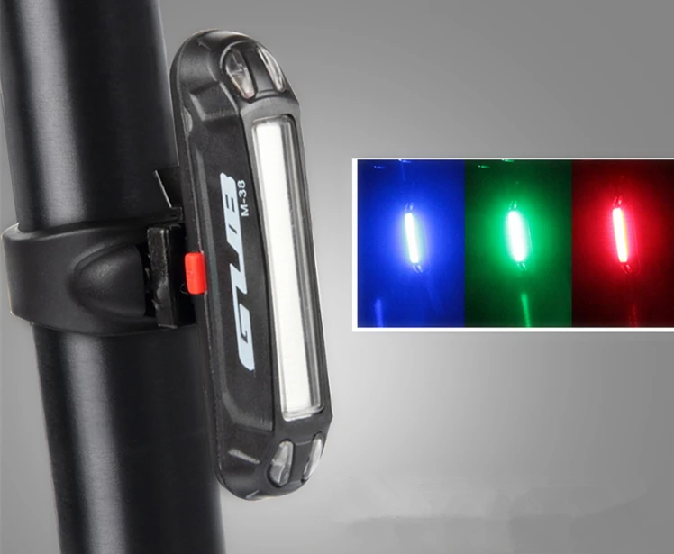 

GUB M-38 Bright Bike Tail FlashLight Warning handlebar Rear Lamp Bycicle LED 3 Colors USB Rechargeable