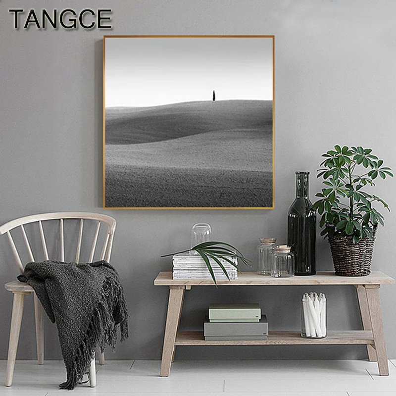 

Nordic Black And White Tree Desert Canvas Painting Landscape Print Poster For Living Room Bedroom Aisle Wall Art Decoration Home