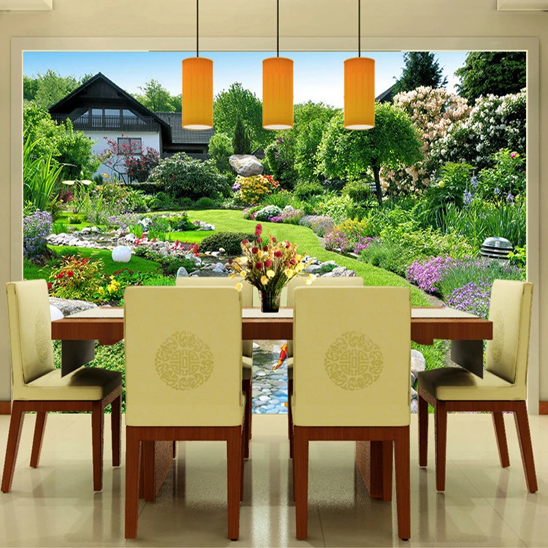 Пользовательские фото обои 3D природа пейзаж большой росписи сад рыба пруд Задний
