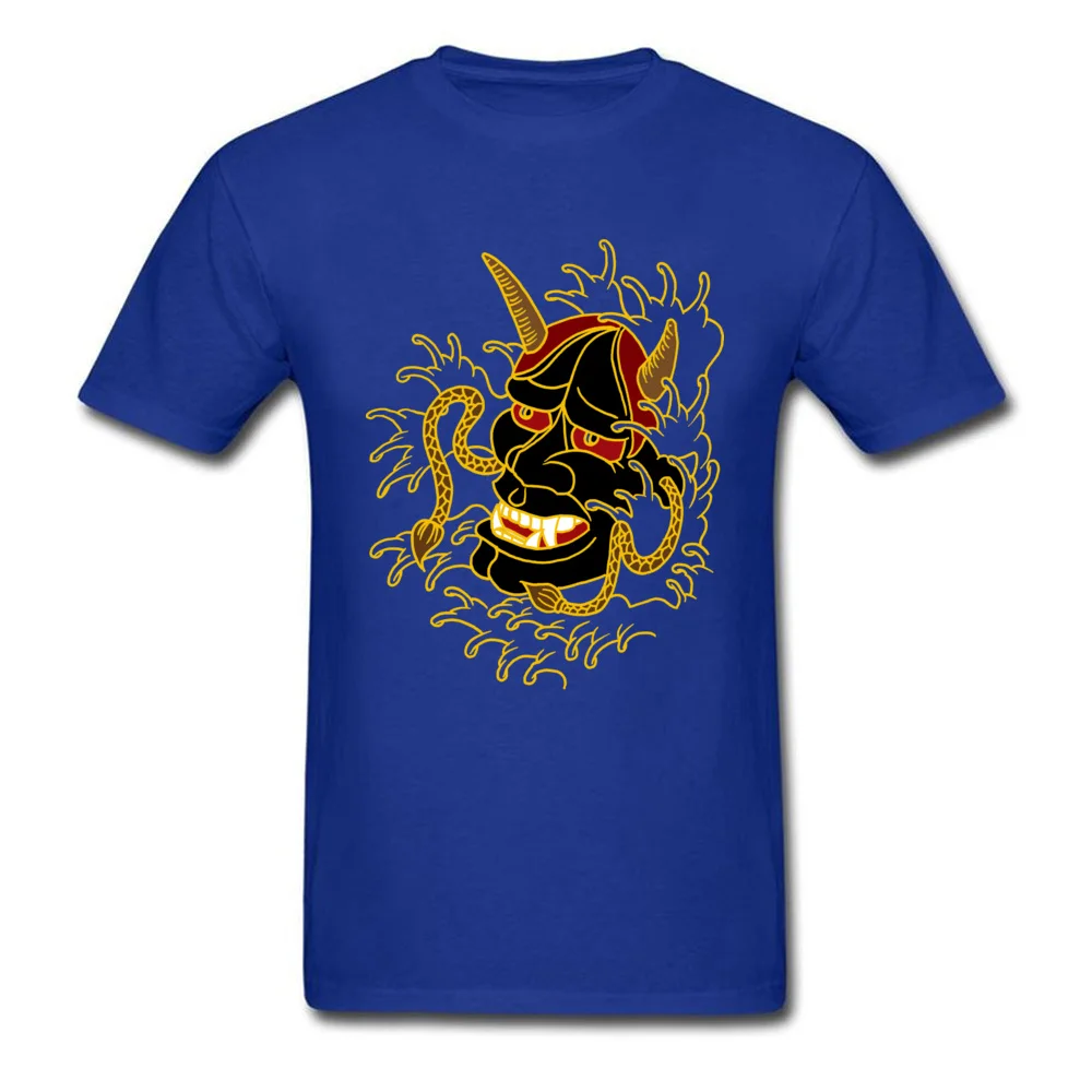 Мужская хлопковая футболка Hannya черная с принтом в японском стиле уличная одежда