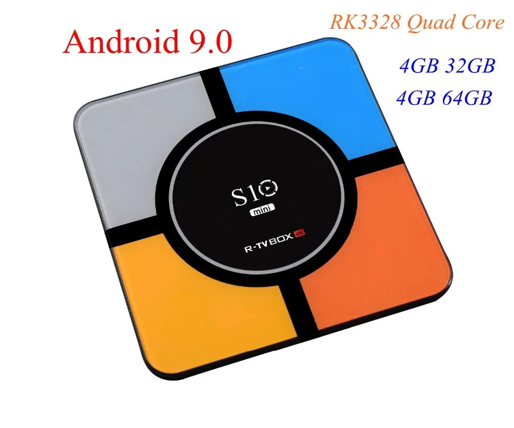 S10 Мини Android 9,0 Смарт ТВ коробка, 4 Гб оперативной памяти, 32 Гб встроенной памяти, 64 ГБ RK3328 Quad core 2,4 г Wifi 100 M LAN H.265 Декодер каналов кабельного телевидения 4 K HD H.265 Media Player