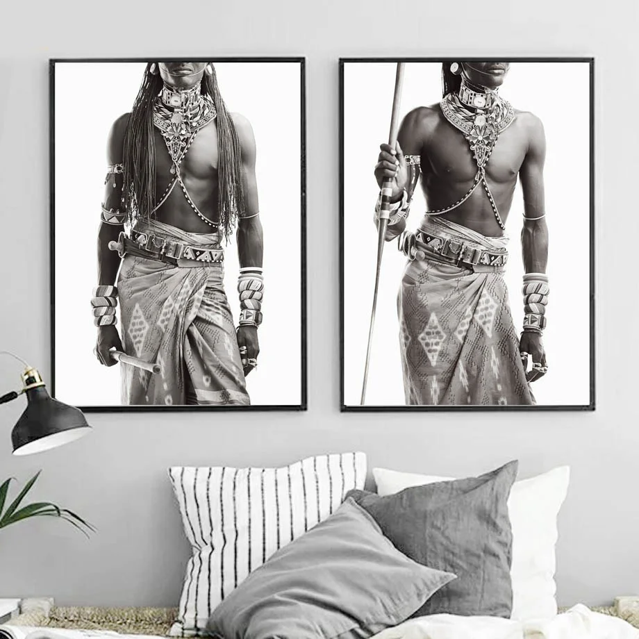 Индийский человек настенная живопись на холсте скандинавский плакат Художественная печать черно-белые настенные картины для гостиной домашний Декор без рамы