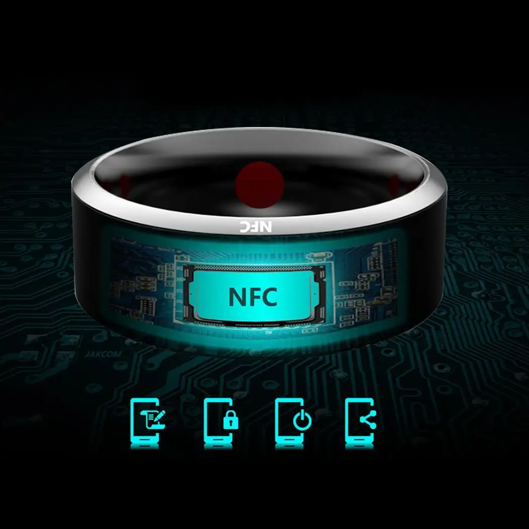 Водонепроницаемый интеллектуальный цифровой смарт-кольцо NFC носимый для NFC черный мобильный телефон