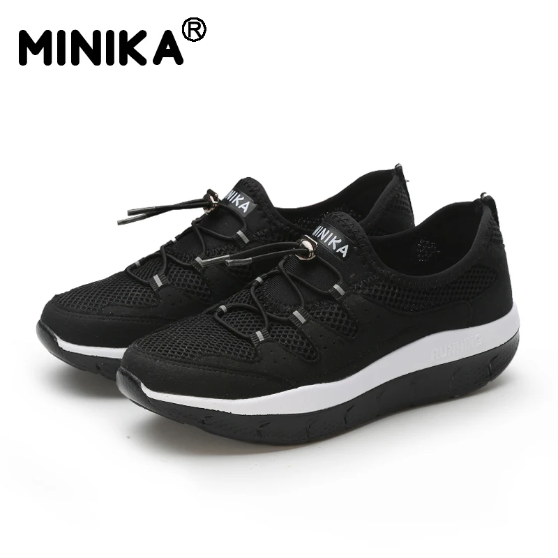 Minika/дышащие тонкие кроссовки на танкетке с сеточкой женская обувь платформе