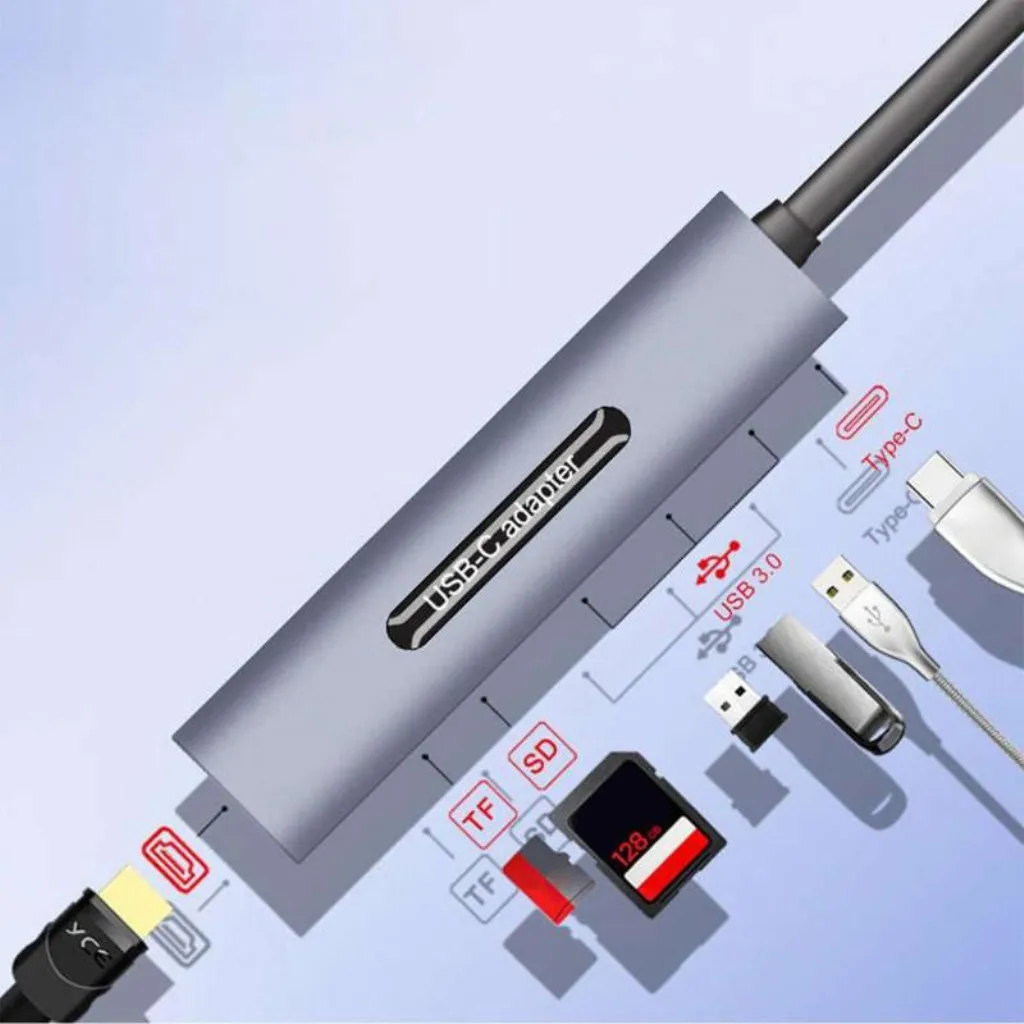 USB-C Многофункциональный узловой центр Тип-C HDMI 7-в-1 конвертер концентратор Расширение Док-станция для Macbook huawei Коврики 10 \ 20 P20 samsung S8 S9 9#20