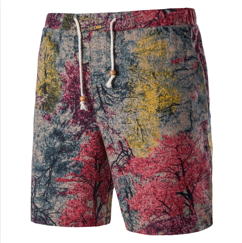 Новинка мужские пляжные шорты с цветочным принтом винтажные повседневные для