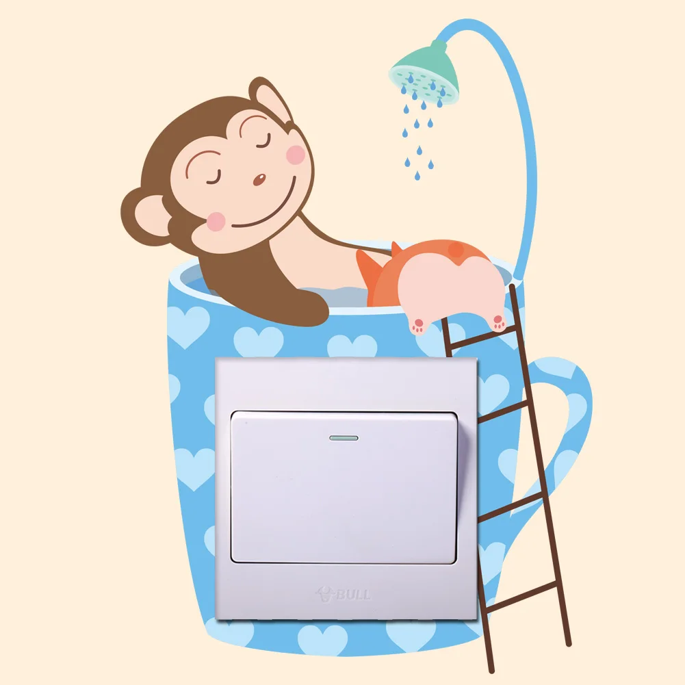 Милое животное monkeyBathing кот кролик светильник переключатель съемная домашняя