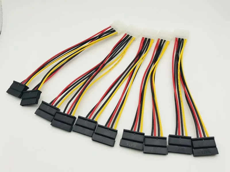 5 шт. SATA кабель питания 4-контактный штекер-последовательный ATA 15pin x 2 разъем