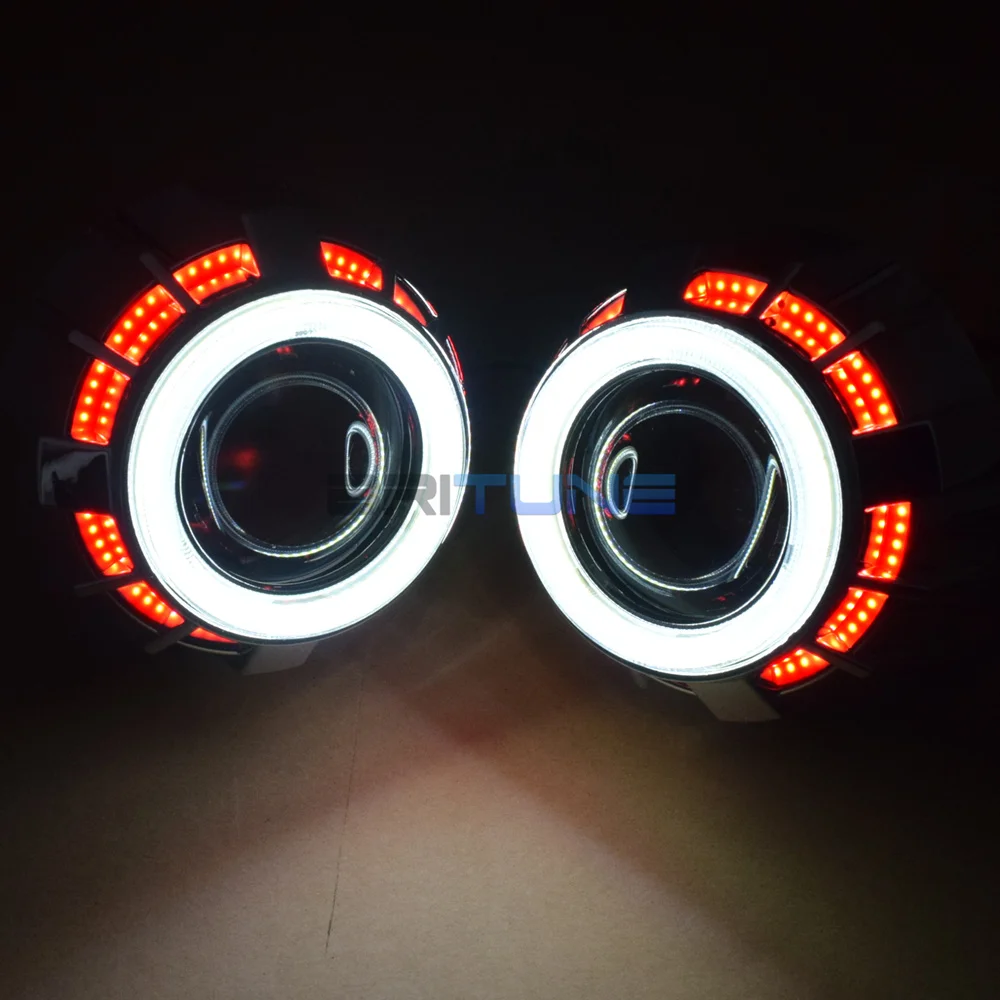 Линзы для фар ангельские глазки HID, линзы для проектора 2,5 WST 8,0, двойной комплект COB для H7 H4, автомобильные аксессуары, модифицированный, сделай сам, H1 HID Xenon