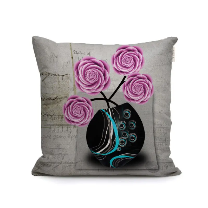 NORDIC painting flower vase cushion cover decor oil paintings throw pillow cases for sofa chair home living room | Дом и сад