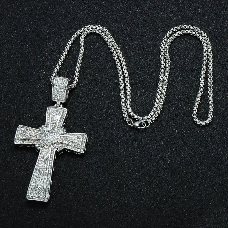 D & Z Iced Out мужской крест ожерелье из нержавеющей стали полный тротуар CZ Крест