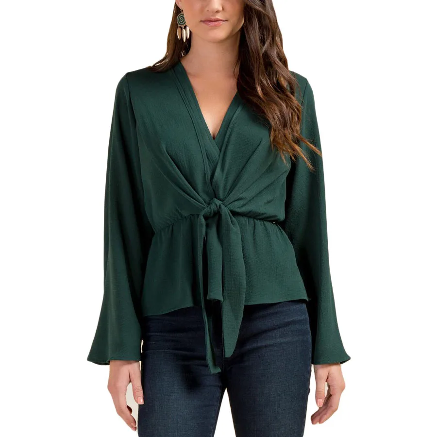 Женская шифоновая блузка с длинным рукавом и V образным вырезом| |