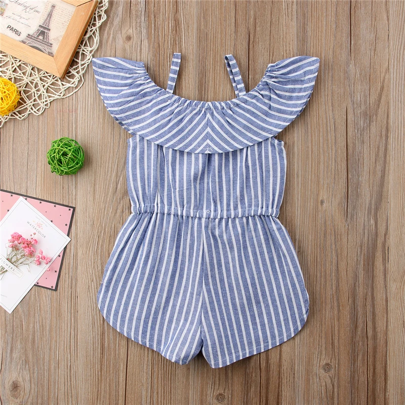 

Emmababy 1-6T Children Kids Baby Girl Striped Romper girls off shoulder Rompers Jumpsuit Outfits Clothes girl