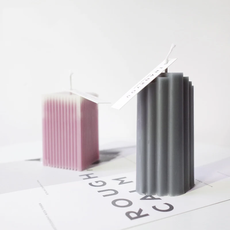 Полосатая цилиндрическая форма для свечей ароматическая пластиковые формы