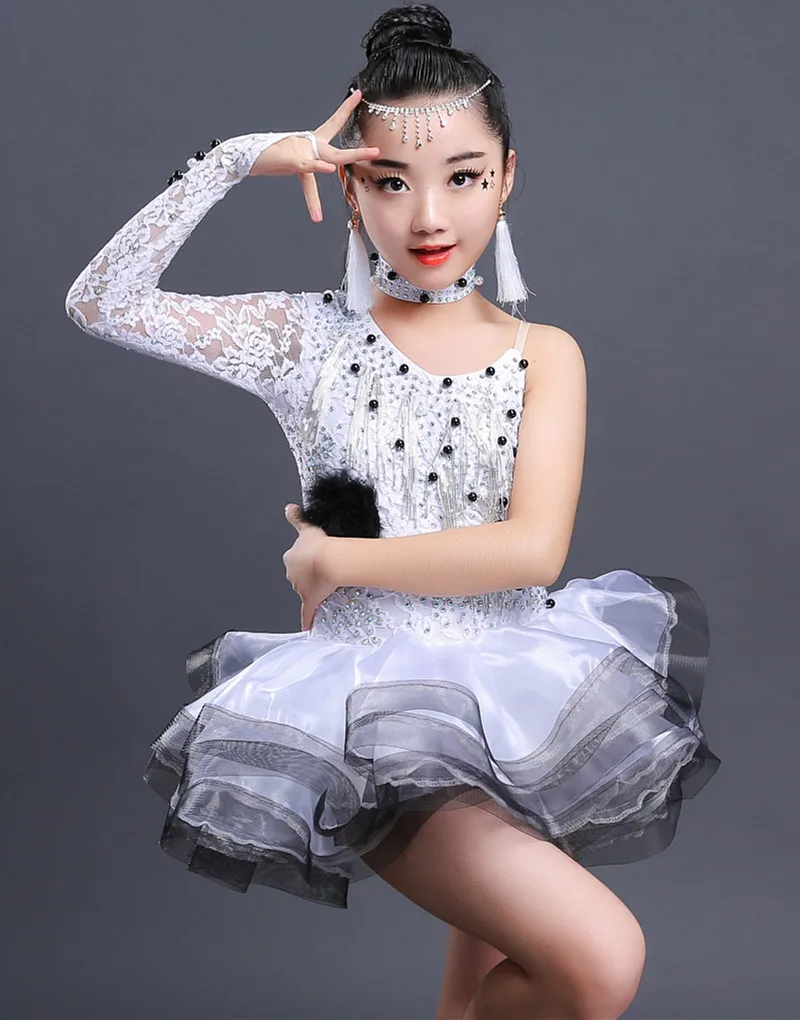 Платье для латинских танцев девочек платье цвет белый красный | Тематическая