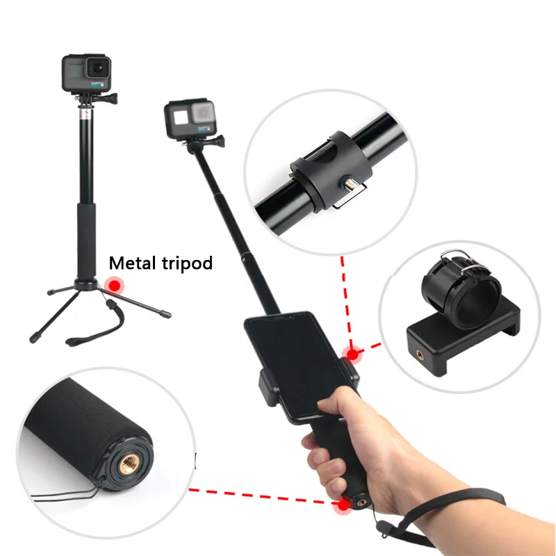 for Gopro Accessories Set 3-way selfie stick Tripod hero 7 6 5 4 Xiaomi Yi 4K Eken h8 H9 SJCAM Action Camera Accessory | Электроника