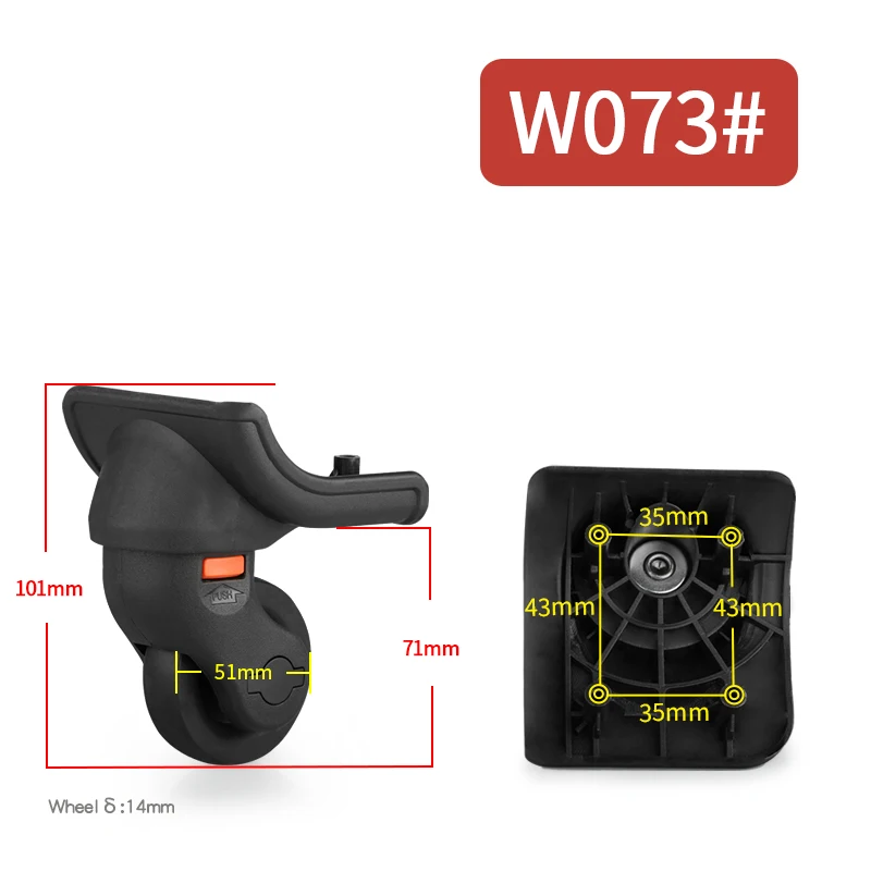 W073(2 Wheels)Black Чемодан на колесиках, дорожная сумка на колесиках, модная новинка, универсальный чемодан на колесиках, аксессуары, пароль, коробка для самолета, Универсальные ролики - Цвет: W073(2 Wheels)Black