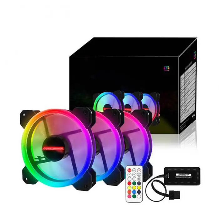 RGB PC вентилятор 12 В 6 Pin 12 см охлаждающий вентилятор с контроллером для компьютера бесшумный игровой корпус QJY99