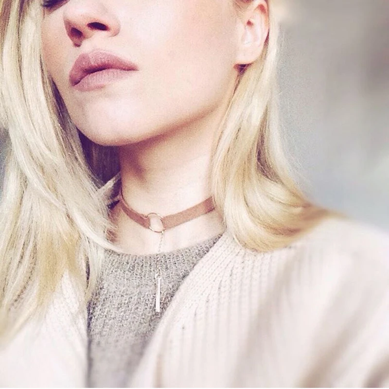 Женское бархатное ожерелье-чокер черное коричневое серебряное золотое ожерелье