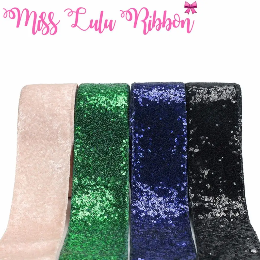 

3"75mm Shiny Sequin Cutting Ribbon Green Glitter DIY Christmas Bowknots Hair Band Making 25yards/roll Small Sequins