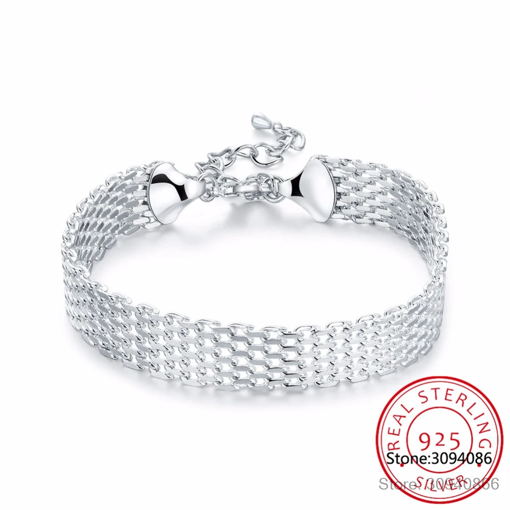 Браслет женский из серебра 925 пробы с Шармами|fine jewelry|prata 925prata pulseira |