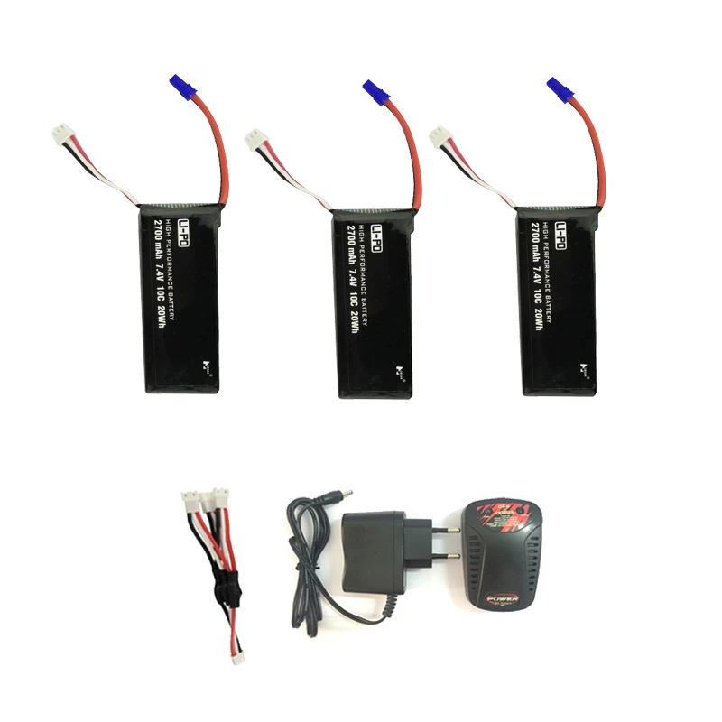 7,4 V 2700mAh 10C 20WH Lipo батарея+ зарядное устройство переменного тока для Hubsan H501S X4 FPV Бесщеточный RC Квадрокоптер Дрон запасные части батарея - Цвет: Set3 3B AC Charger