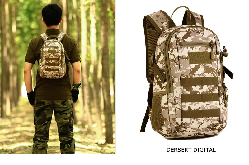 Мини 12л Тактический Рюкзак MOLLE для детей, школьная сумка, нейлоновый водонепроницаемый рюкзак для охоты, боевой военный Камуфляжный Рюкзак